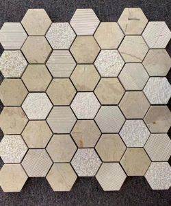 FREE SHIPPING - Crema Marfil 2" Multi Finish Hexagon Tile