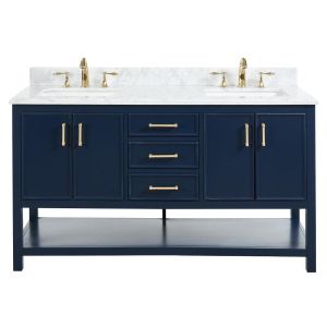 Manhattan Navy Blue 61" Double Sink Bathroom Vanity