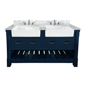 Farmington Navy Blue 61" Double Sink Vanity Combo (Sink + Countertop) All In One