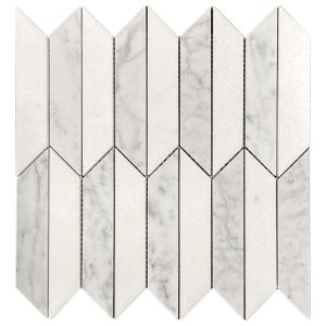 FREE SHIPPING - Thassos & Carrara White Picket Polished Marble Mosaic