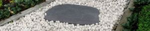 Lime Black 18" Round Stepping Stone Hand Cut Natural