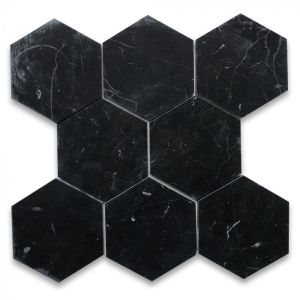 FREE SHIPPING - PURE Marquina 10" Hexagon Porcelain Tile