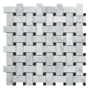 Carrara White 12x12 Basketweave Mosaic
