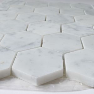 Carrara White 2" Hexagon Polished