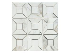 FREE SHIPPING - Blanco Oro Trellis Polished Marble Mosaic