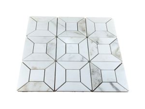 FREE SHIPPING - Blanco Oro Trellis Polished Marble Mosaic