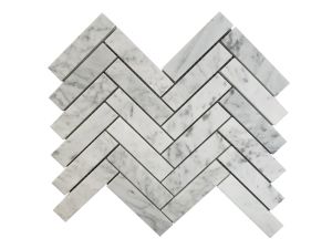 FREE SHIPPING - Carrara White 1x4 Herringbone Polished