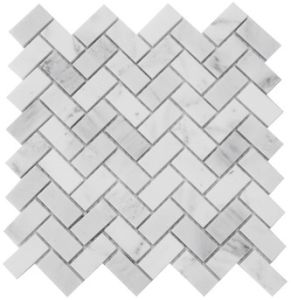 Carrara White Herringbone Pattern 1x2 Polished
