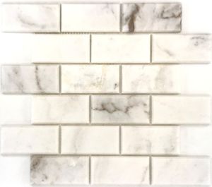 FREE SHIPPING - Kalta White 2X4 Beveled Brick Mosaic