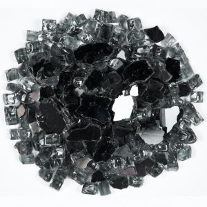 FREE SHIPPING - Fire Glass (0.50") Crushed Galaxy Black 20 Lbs Pebble Bag