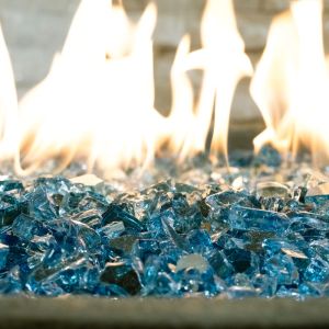 FREE SHIPPING - Fire Glass (0.50") Crushed Marine Blue 20 Lbs Pebble Bag