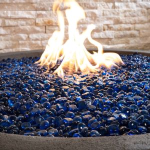 FREE SHIPPING - Fire Glass (0.5") Round Saphire Blue 10 Lbs Pebble Bag