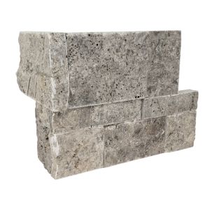 XL Silver Travertine 9x18 "L" Corner Ledger