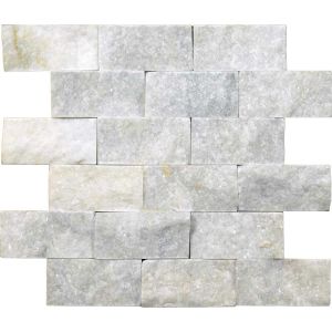 FREE SHIPPING - White Carrara 1x2 Splitface Mosaic