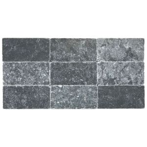 FREE SHIPPING - Obsidian Black 3x6 Tumbled Subway Tile