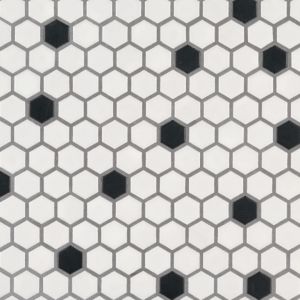 FREE SHIPPING - BLACK AND WHITE 1X1 HEXAGON MATTE