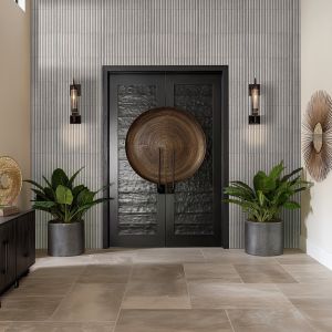 SINFONIA Piano Ceniza 4.5 In. x 9 In. Matte Porcelain Fluted Limestone Look Wall Tile