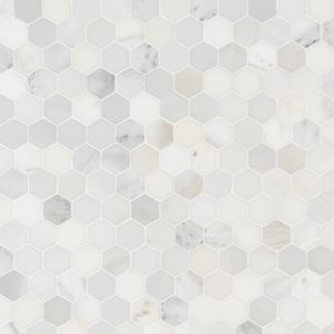 Carrara White 2" Hexagon Polished