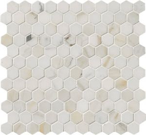 FREE SHIPPING - Calacatta Gold 1" Hexagon Polished