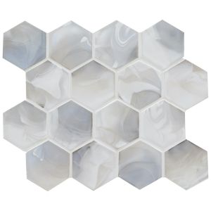 Akoya Pearl 3" Hexagon Glass Mosaic Tile