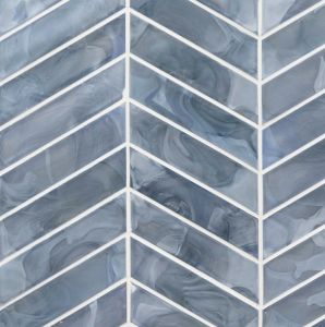 FREE SHIPPING - Blue Shimmer Chevron Glass Mosaic