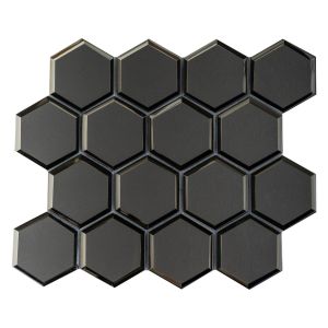 Metallic Gray 3" Hexagon Glass Mosaic Tile