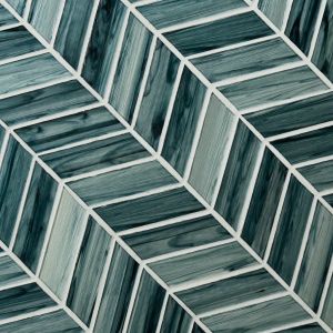 Metallic Silver 12X12 Chevron Glass Mosaic