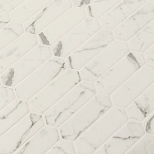 FREE SHIPPING - Statuario Celano Picket Interlocking 6mm Recycled Glass