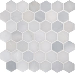 Carrara White 2" Hexagon Polished