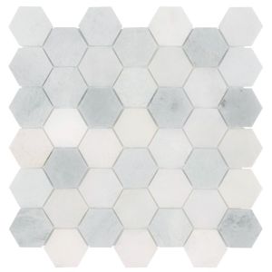 Carrara White 2" Hexagon Polished