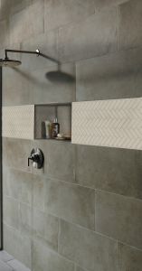 Almond Glossy Herringbone Mosaic