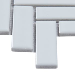 FREE SHIPPING - Absolute White Glossy Herringbone Mosaic