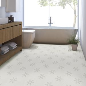 FREE SHIPPING - White and Gray Mod Petal Pattern Matte Porcelain Floor and Wall Tile