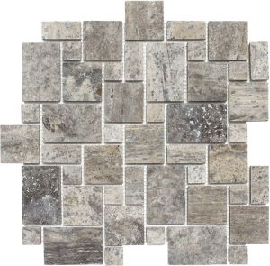 FREE SHIPPING - Silver Travertine Mini Versailles Pattern