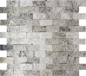 FREE SHIPPING - Silver Travertine 1x2 Splitface Mosaic