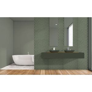 FREE SHIPPING - 45 DEG Harlequin Green Matte Porcelain Tile