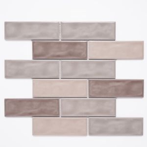 FREE SHIPPING - Domino Taupe Blend Glossy 2x6 Brick Mosaic