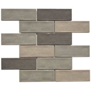 FREE SHIPPING - Domino Taupe Blend Glossy 2x6 Brick Mosaic