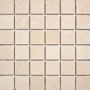 FREE SHIPPING - Crema Marfil 2x2 Tumbled Mosaic