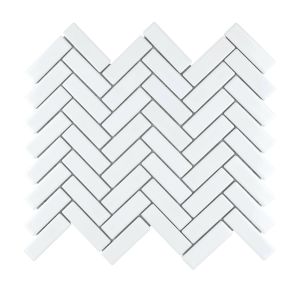 FREE SHIPPING - Absolute White Glossy Herringbone Mosaic