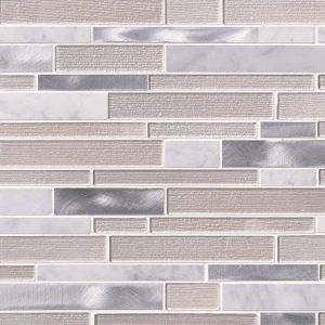 FREE SHIPPING - White Wave 12x12 Interlocking Metallic Mosaic