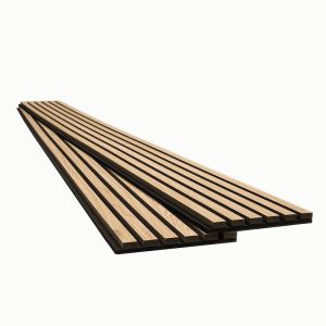 Natural 9.5 in. x 94.5 in. 3D Wood Slat Acoustic Fluted Sound Absorbing Wall Panel