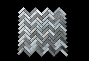 Arrowhead 1x2 Steel & Marble Herringbone Mosaic