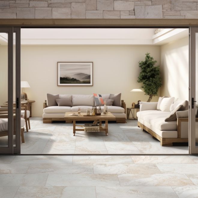 Livingstyle Travertino 24x24 Porcelain Matte Tiles